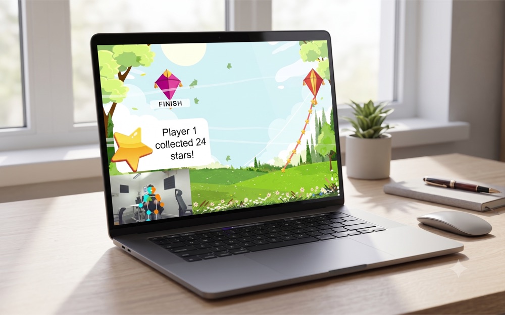 The Co-Play exergame running on a laptop