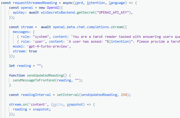 Code snippet of AI logic